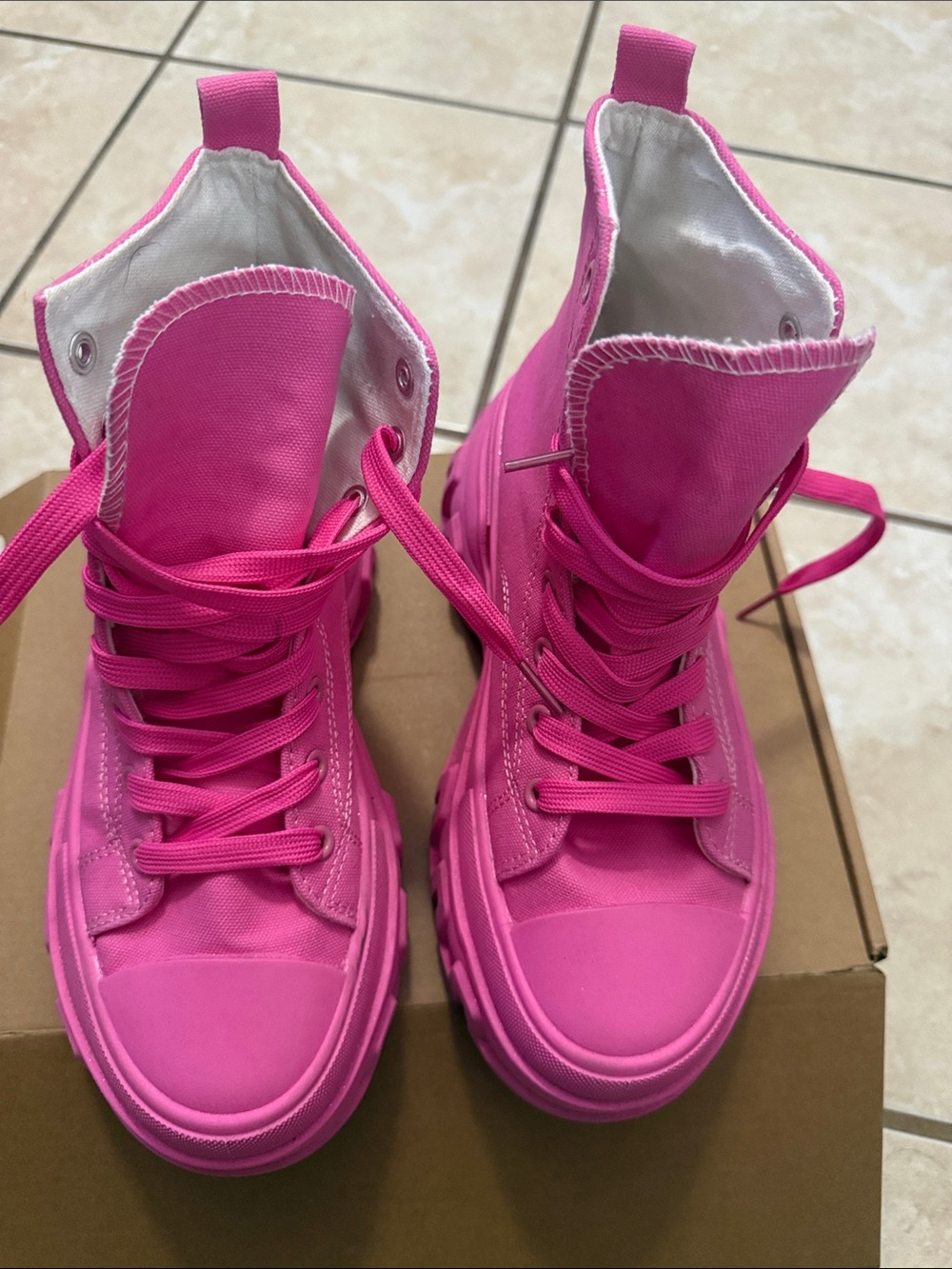 Hot Pink High-Top Canvas Sneakers for Women